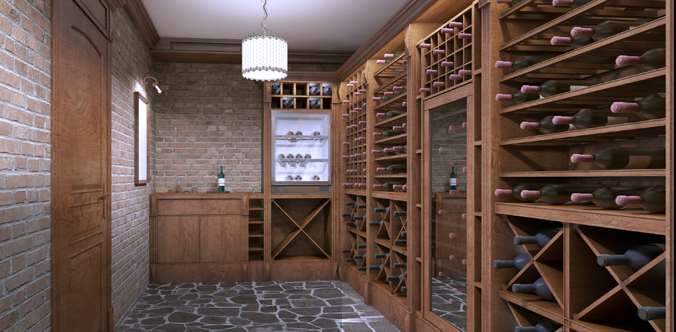 Custom wood wine cellar. 