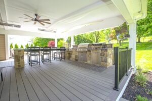 Picture of outdoor kitchen on a large deck